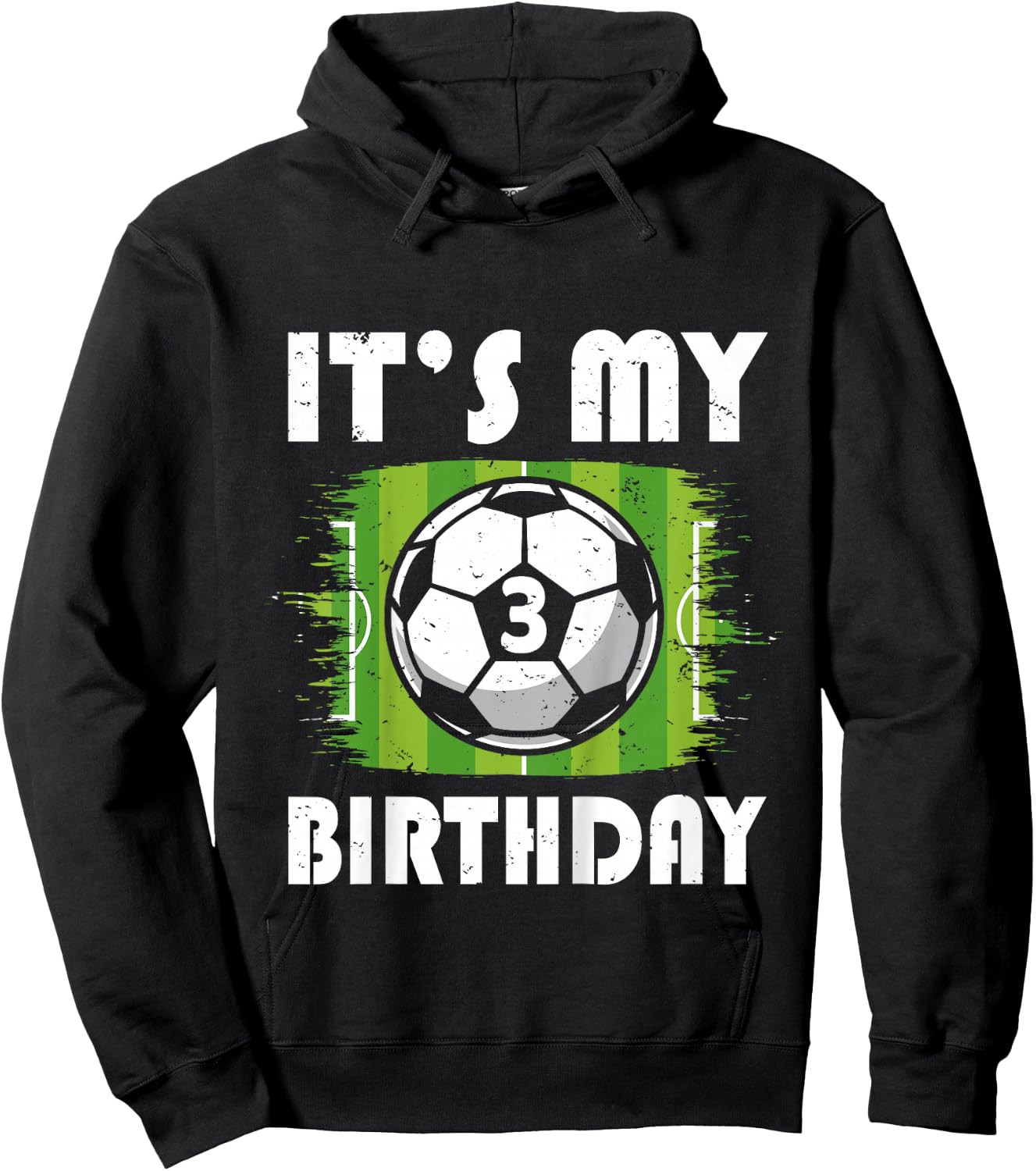 Kids 3 Years Old Kids Soccer Player 3rd Birthday Boy Hoodie - Hoodie | Black