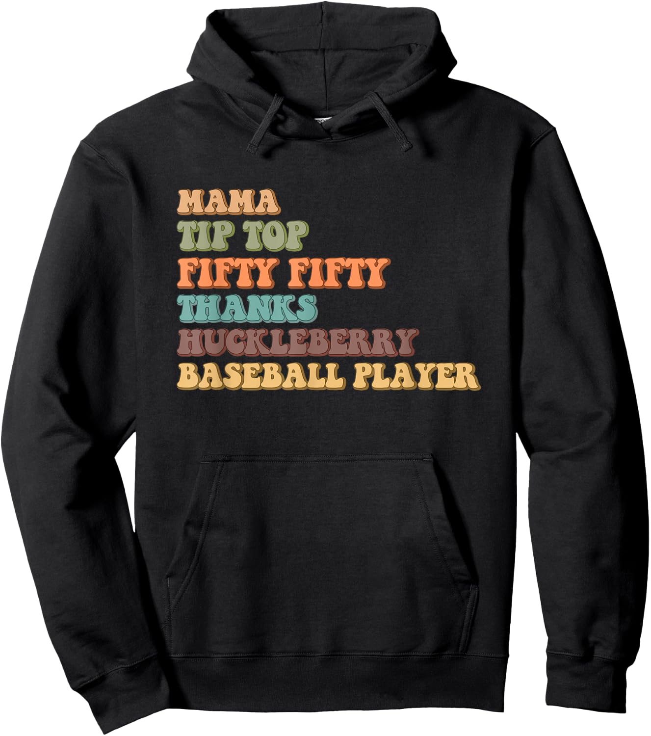 Mama Tip-Top Fifty Fifty Thanks Huckleberry Baseball Player Hoodie - Hoodie | Black