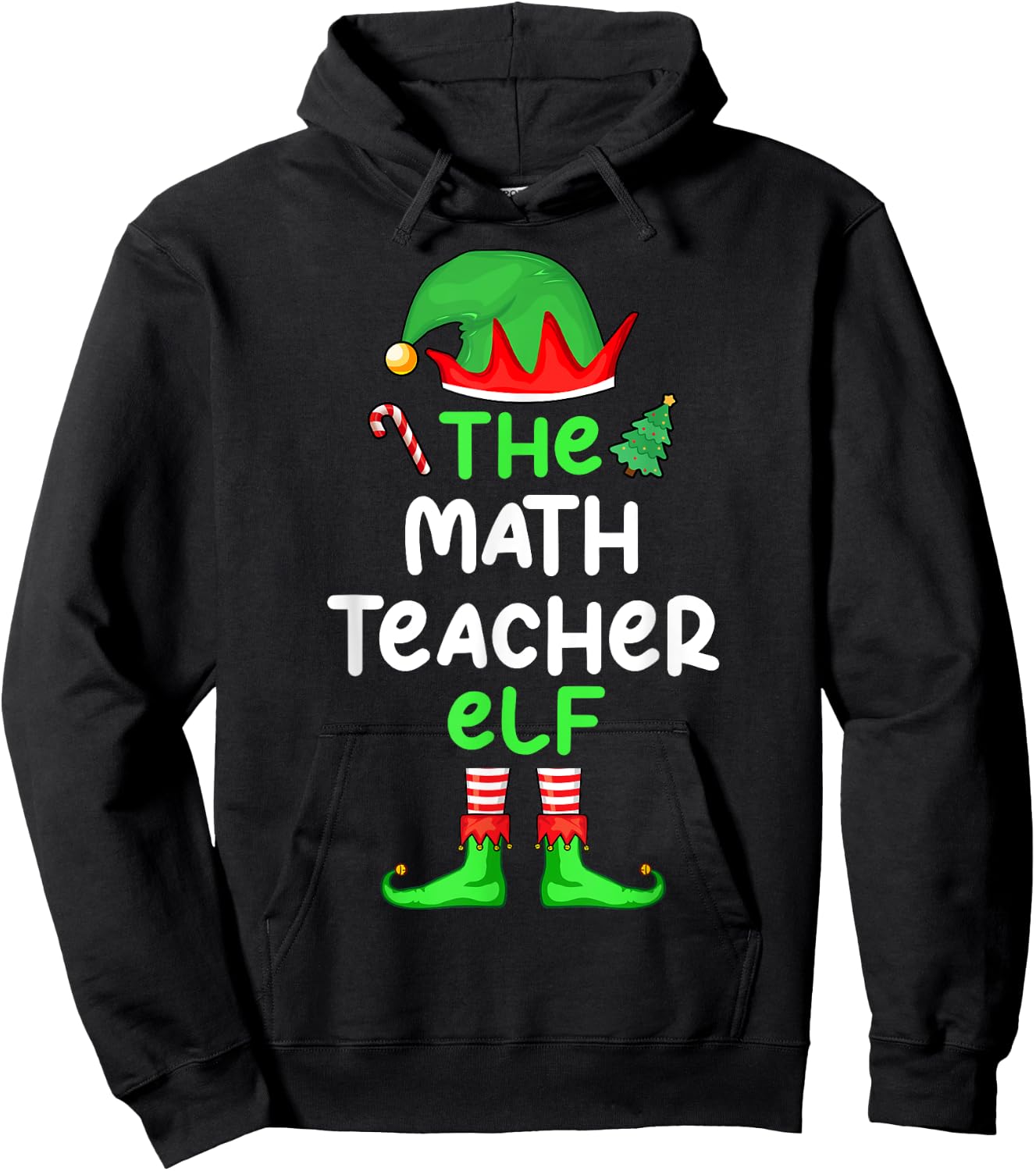 I'm The Math Teacher Elf Christmas Matching Pajama Hoodie - Hoodie | Black