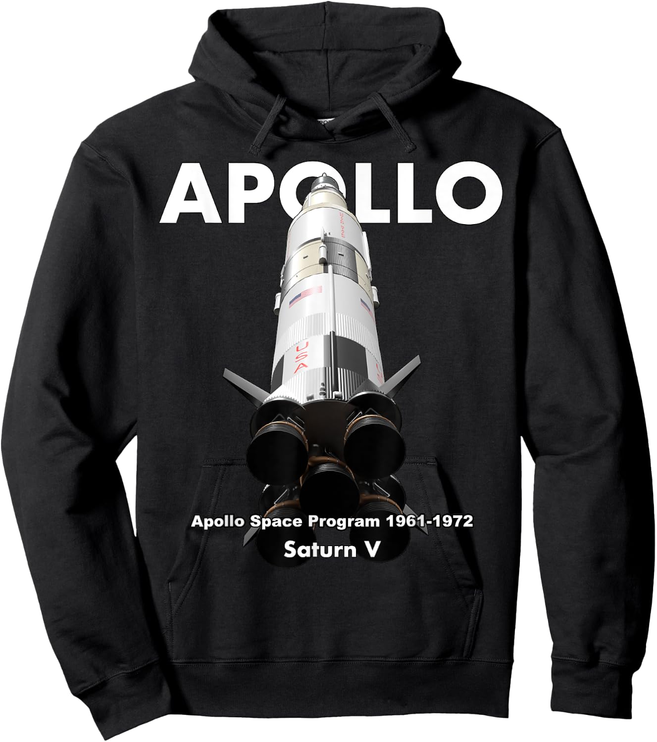 Apollo Saturn V Moon Rocket Hoodie - Hoodie | Black