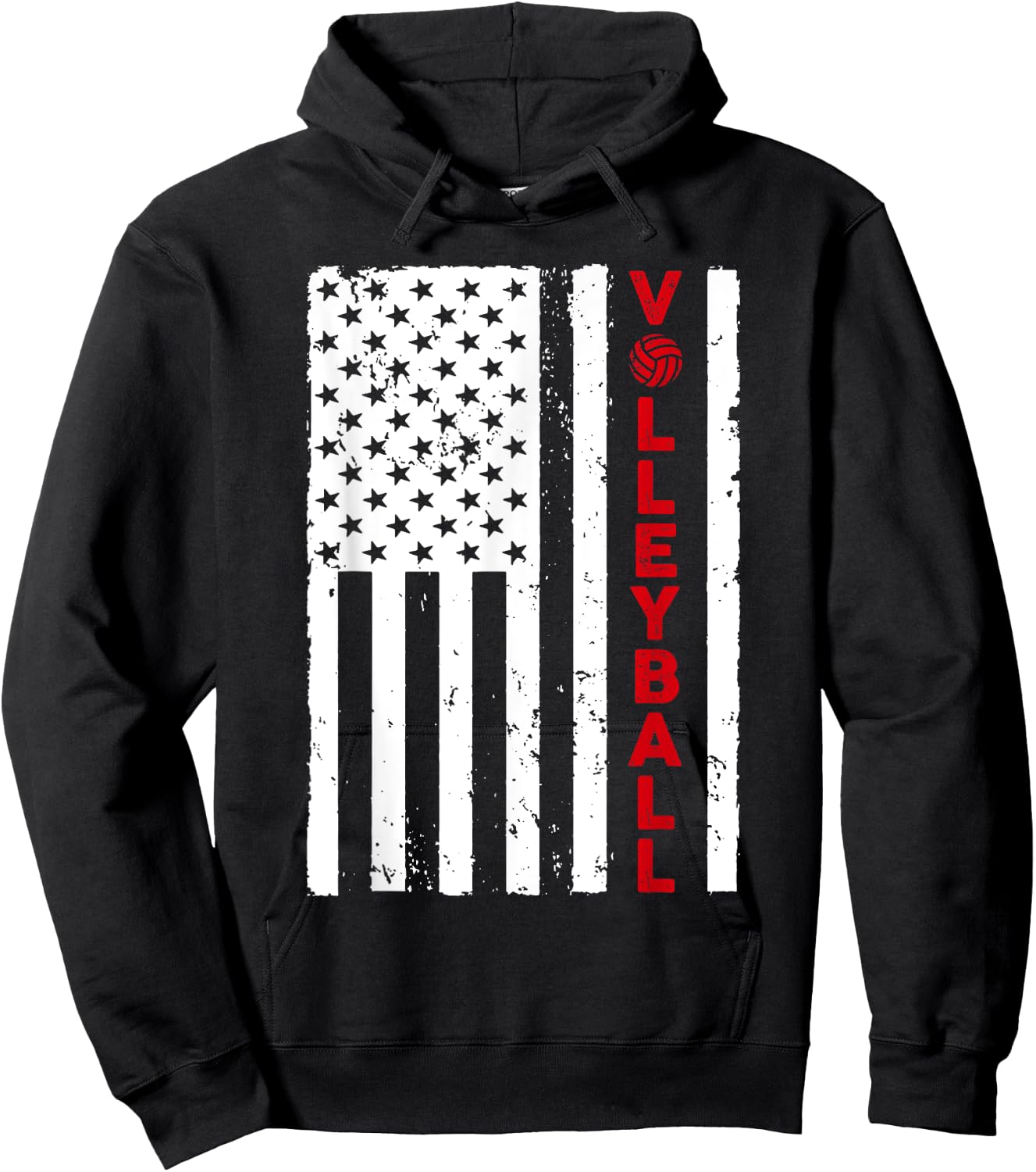 Funny Volleyball Design Women USA Patriotic Athlete Hoodie - Hoodie | Black