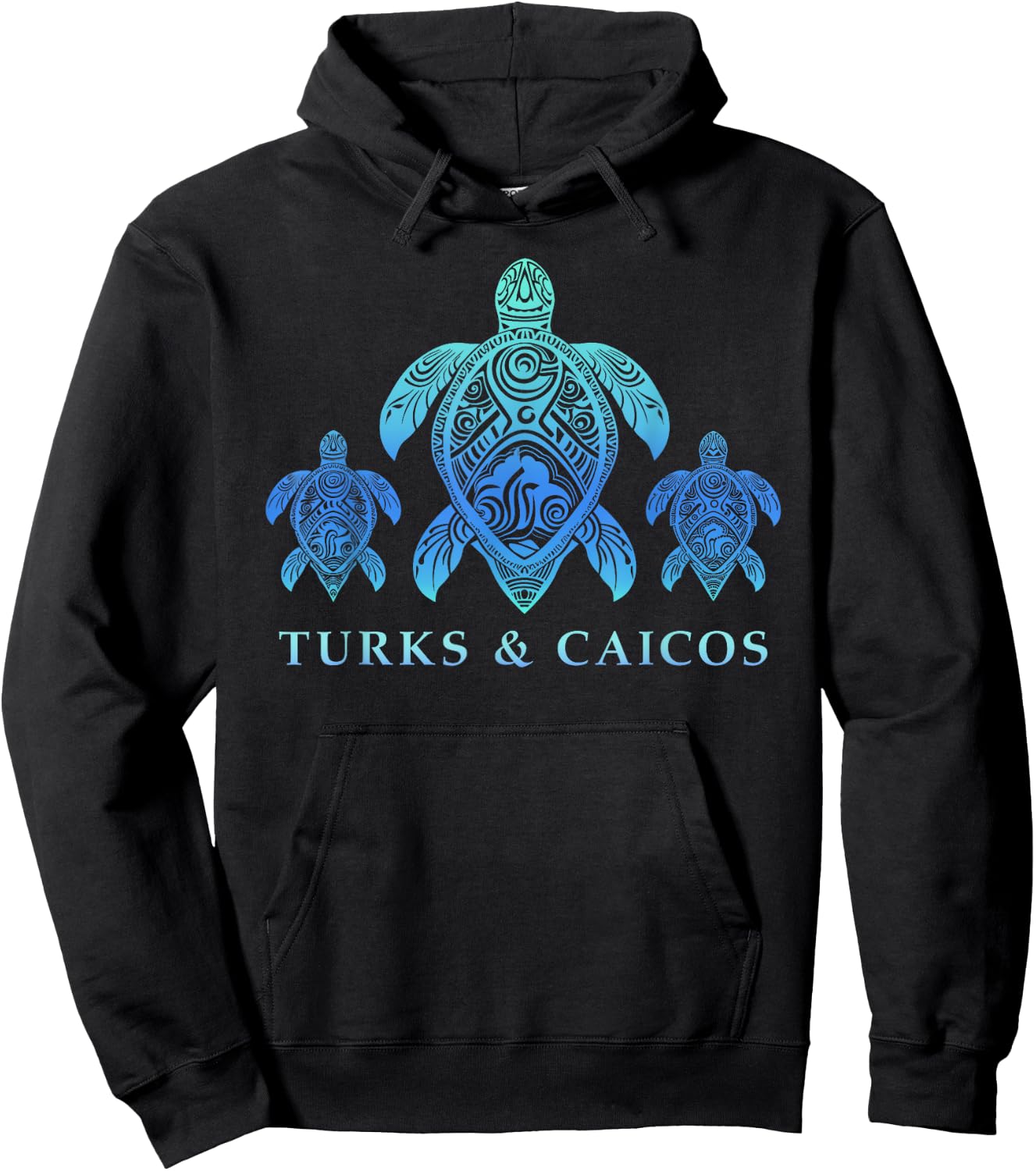 Turks & Caicos Tribal Green and Hawksbill Turtles Unity Hoodie - Hoodie | Black