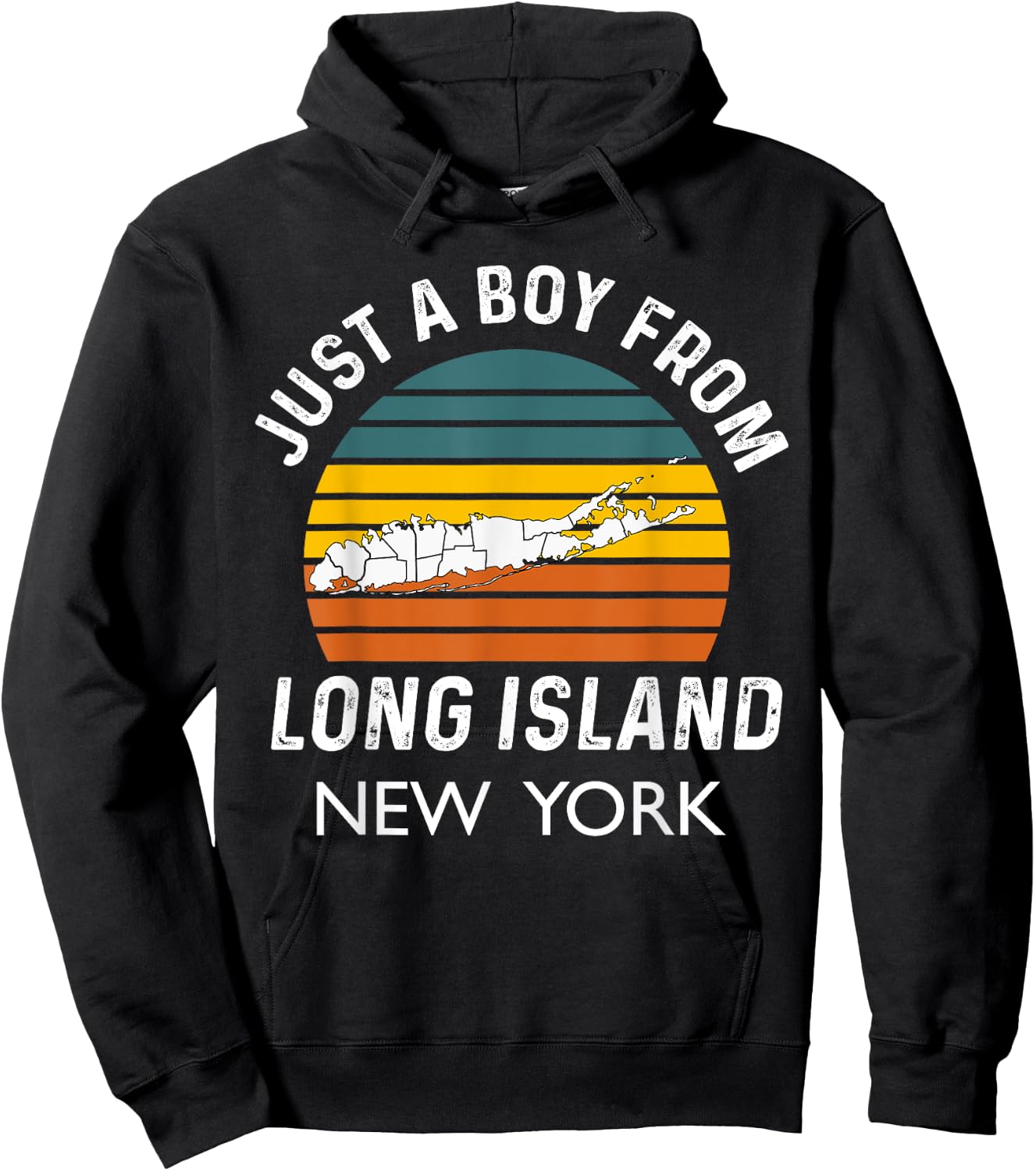 Long Island NY Souvenir Native Long Islander Map NYC Vintage Hoodie - Hoodie | Black