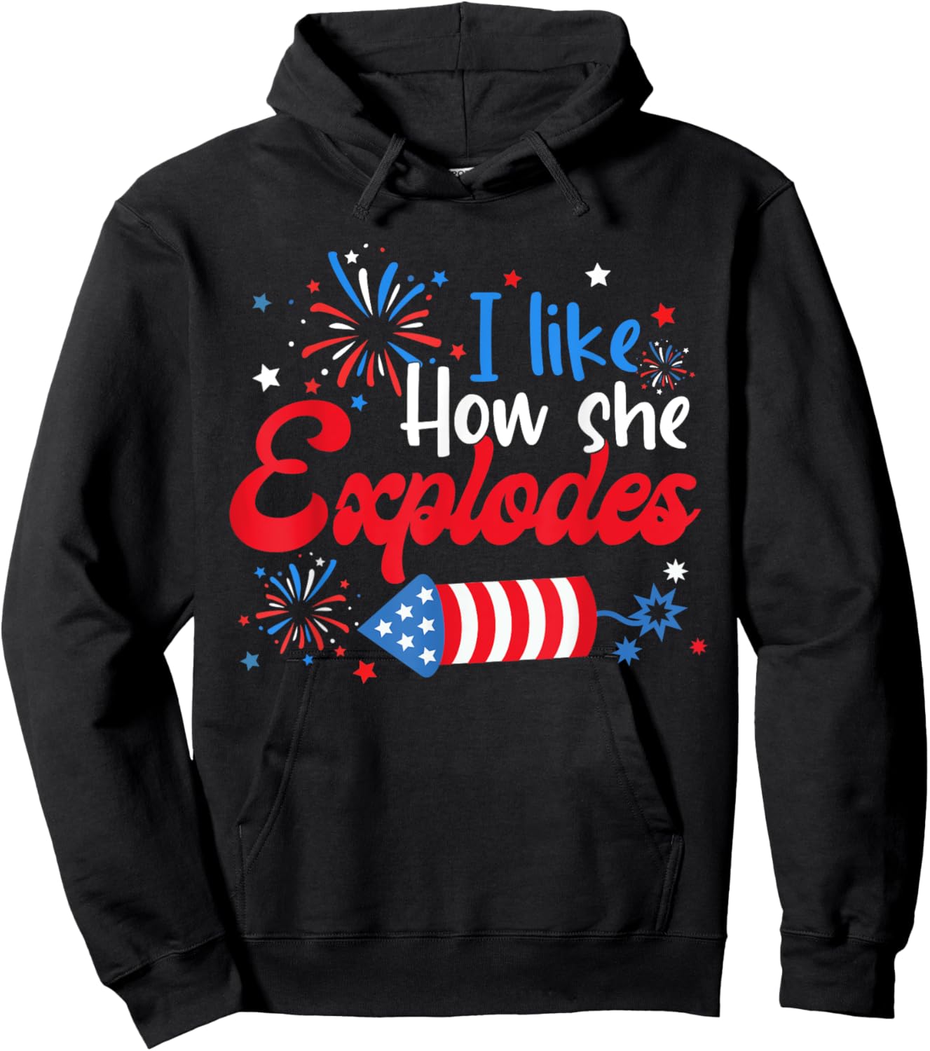 I Like How She Explodes Fireworks Funny Couple 4th Of July Hoodie - Hoodie | Black