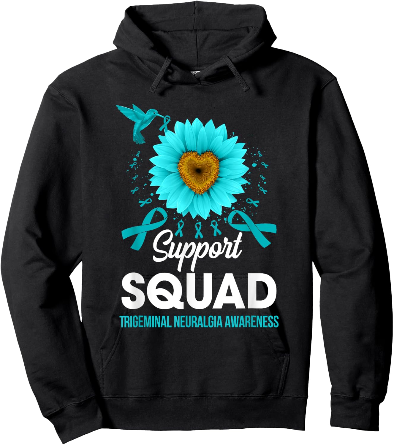Support Squad Trigeminal Neuralgia Awareness Hummingbird Hoodie - Hoodie | Black