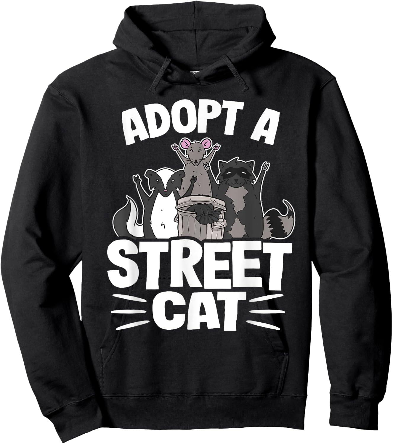 Adopt A Street Cat Skunk Rat Raccoon Women Kids Hoodie - Hoodie | Black