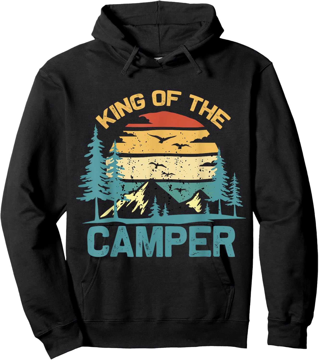 King of the Camper Retro Vintage Camping Travel Hoodie - Hoodie | Black