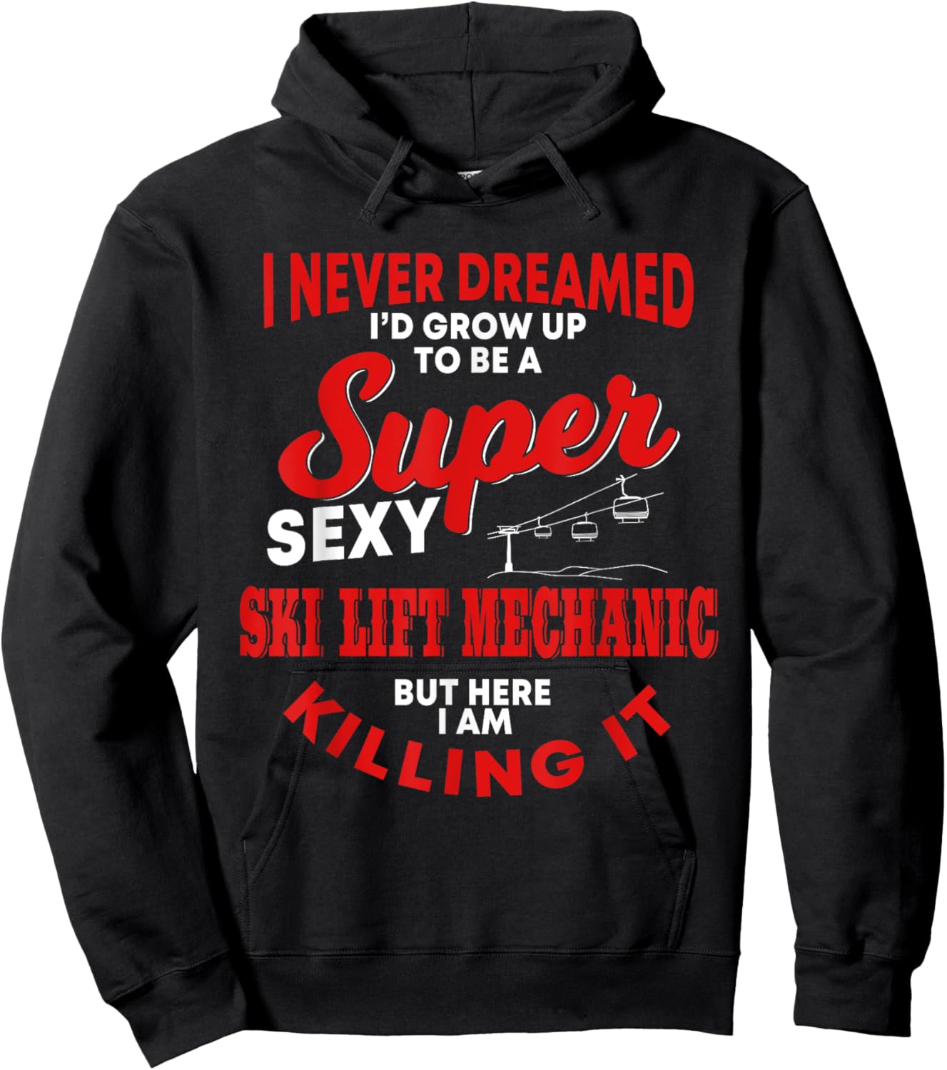 Funny Ski Lift Mechanic Costume Skiing Chairlift Cable Car Hoodie - Hoodie | Black