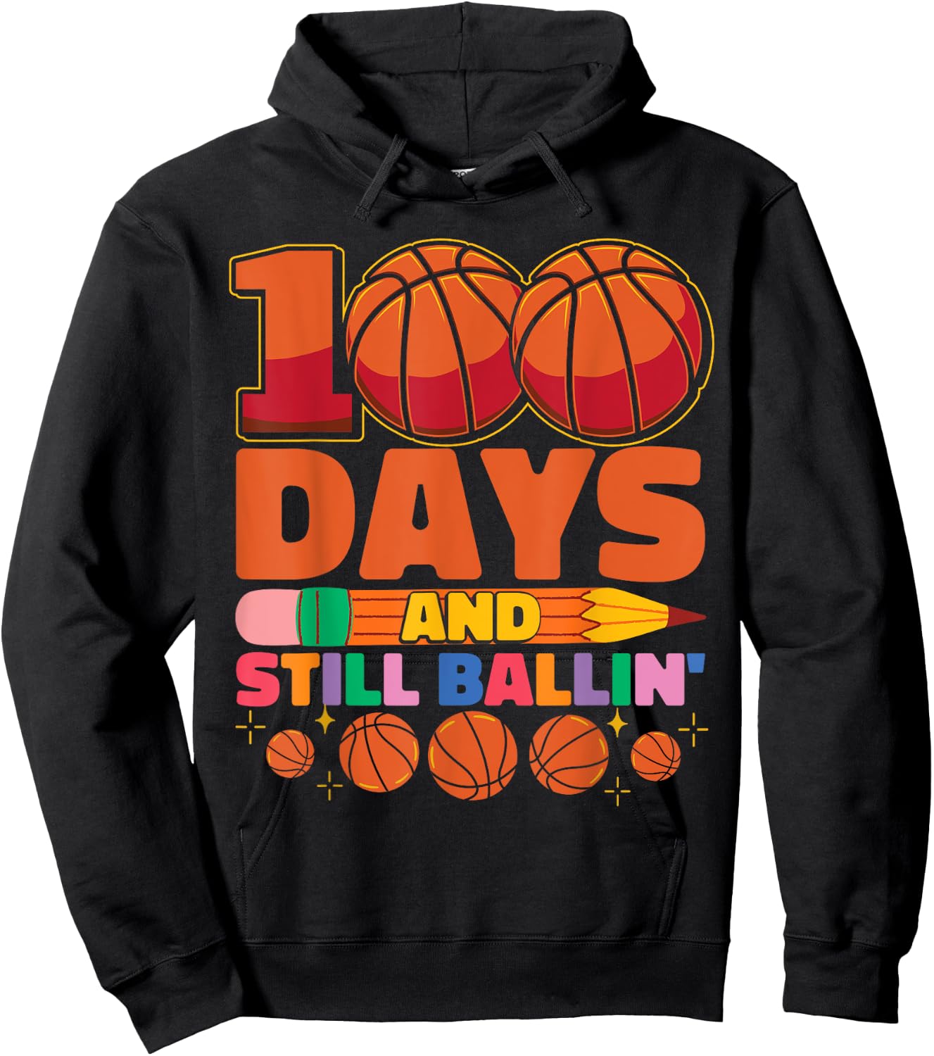 Kids Basketball 100th Day Of School 100 Days Of School Hoodie - Hoodie | Black