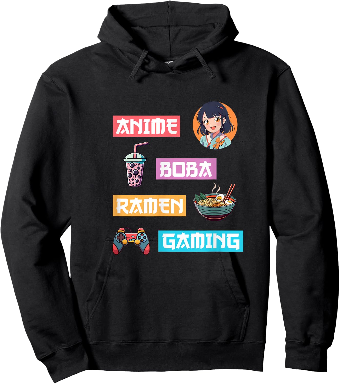 Anime Ramen Boba Gaming - Kawaii Anime Lover Video Gamer Tea Hoodie - Hoodie | Black