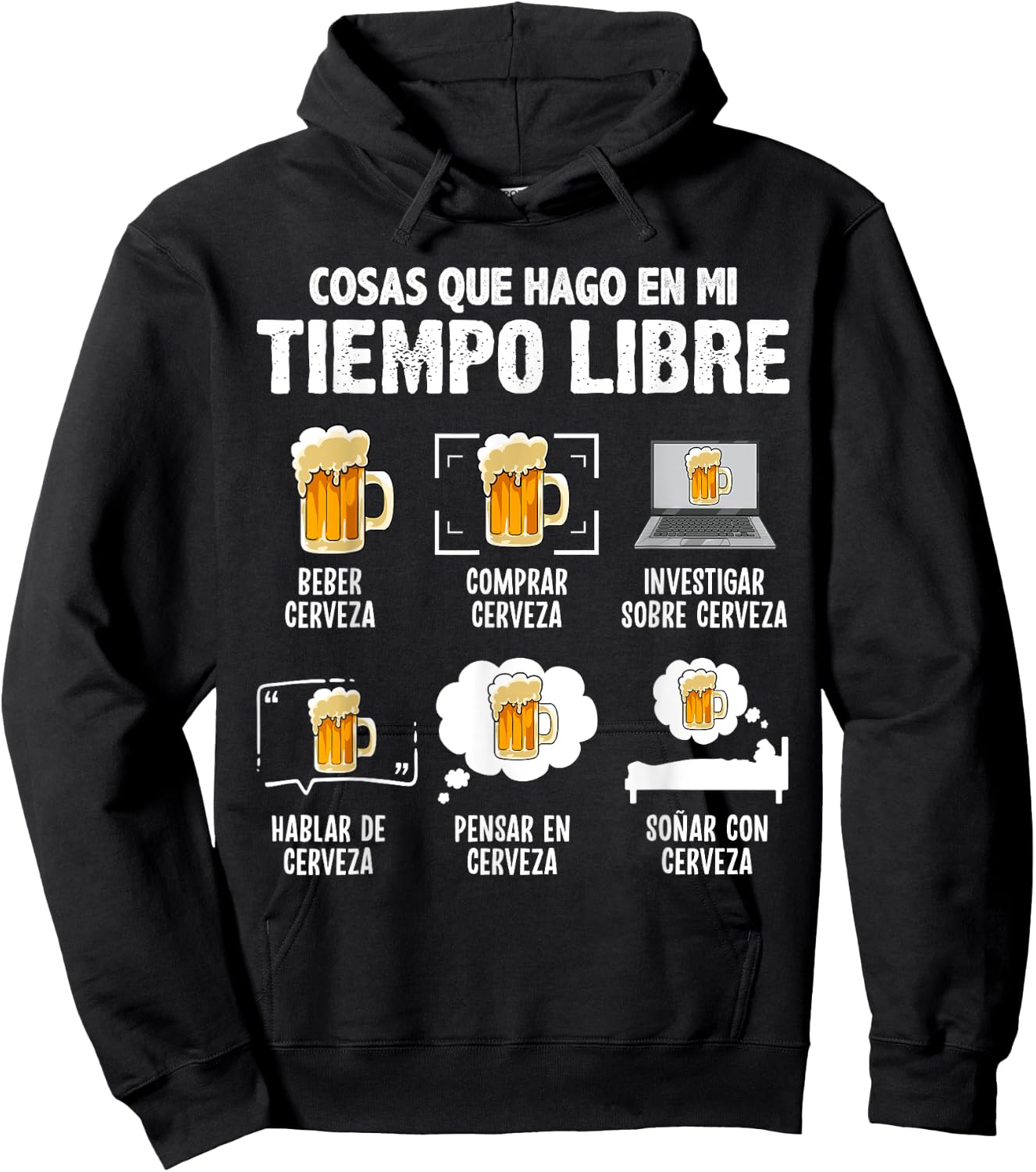 Camiseta Divertida Cerveza Cosas Que Hago Tiempo Libre Hoodie - Hoodie | Black
