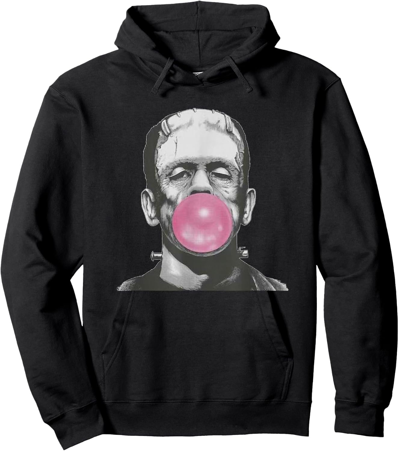 Frankenstein Monster with Pink Bubblegum Bubble Hoodie - Hoodie | Black