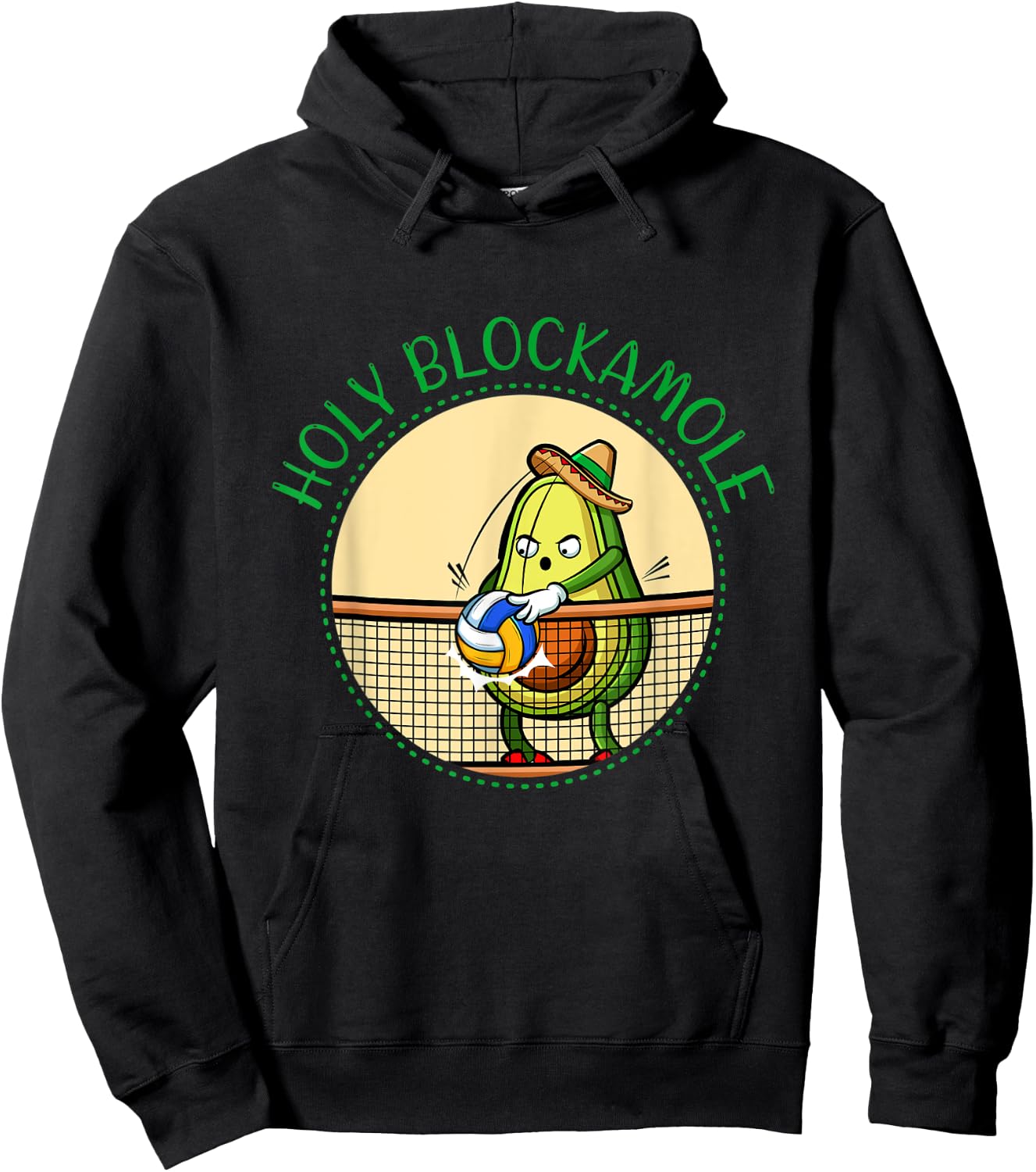 Volleyball Avocado Holy Blockamole Player Block Training Fun Hoodie - Hoodie | Black