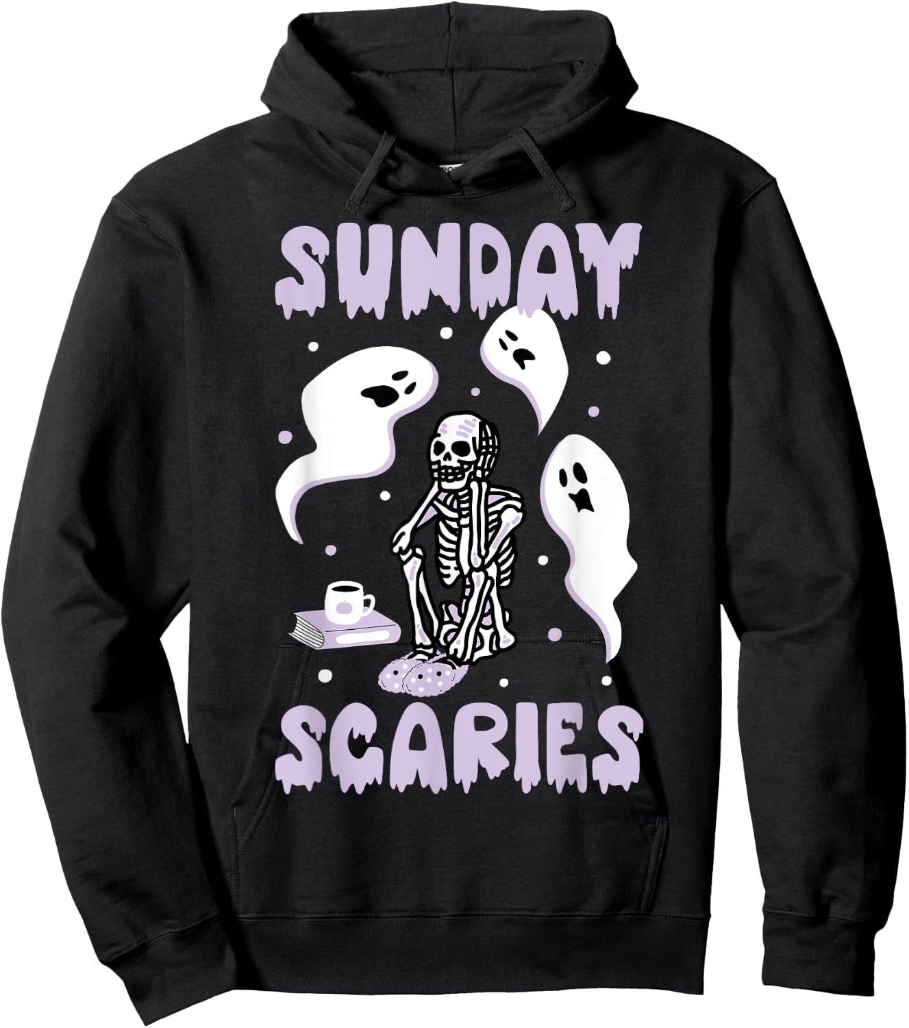 Sunday Skeleton Scaries Funny Office Work Mental Health Day Hoodie - Hoodie | Black