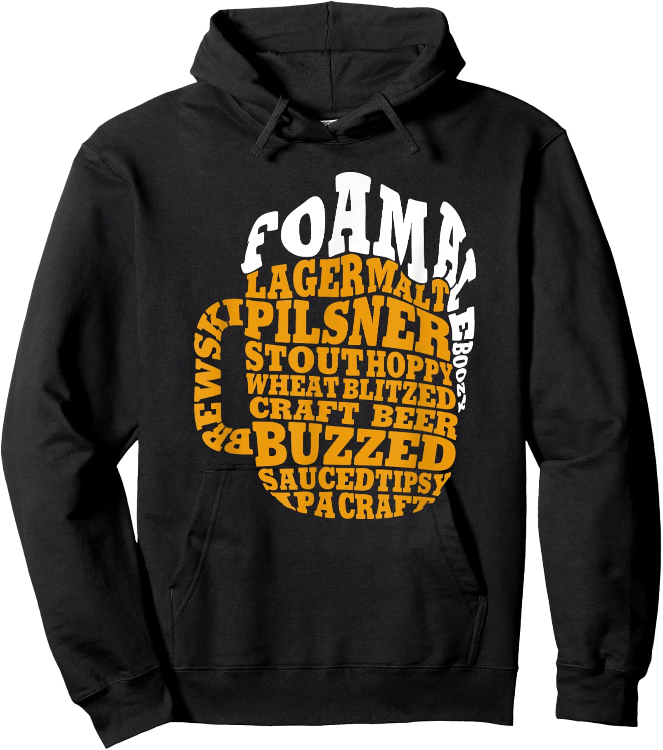 Beer Drinker Typography Word Art Hoodie - Hoodie | Black