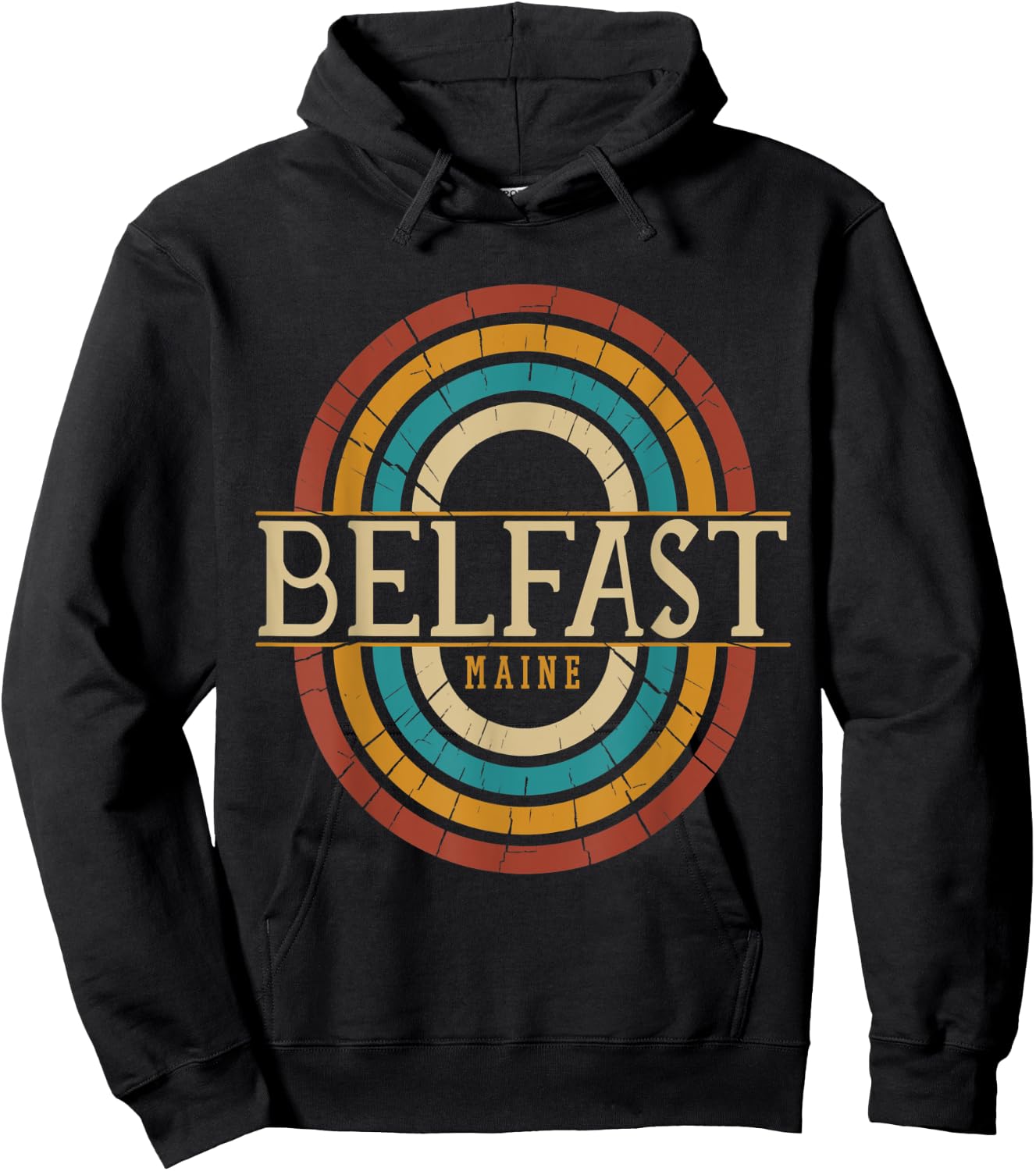 Vintage Retro Belfast Maine ME Women Men Souvenirs Hoodie - Hoodie | Black
