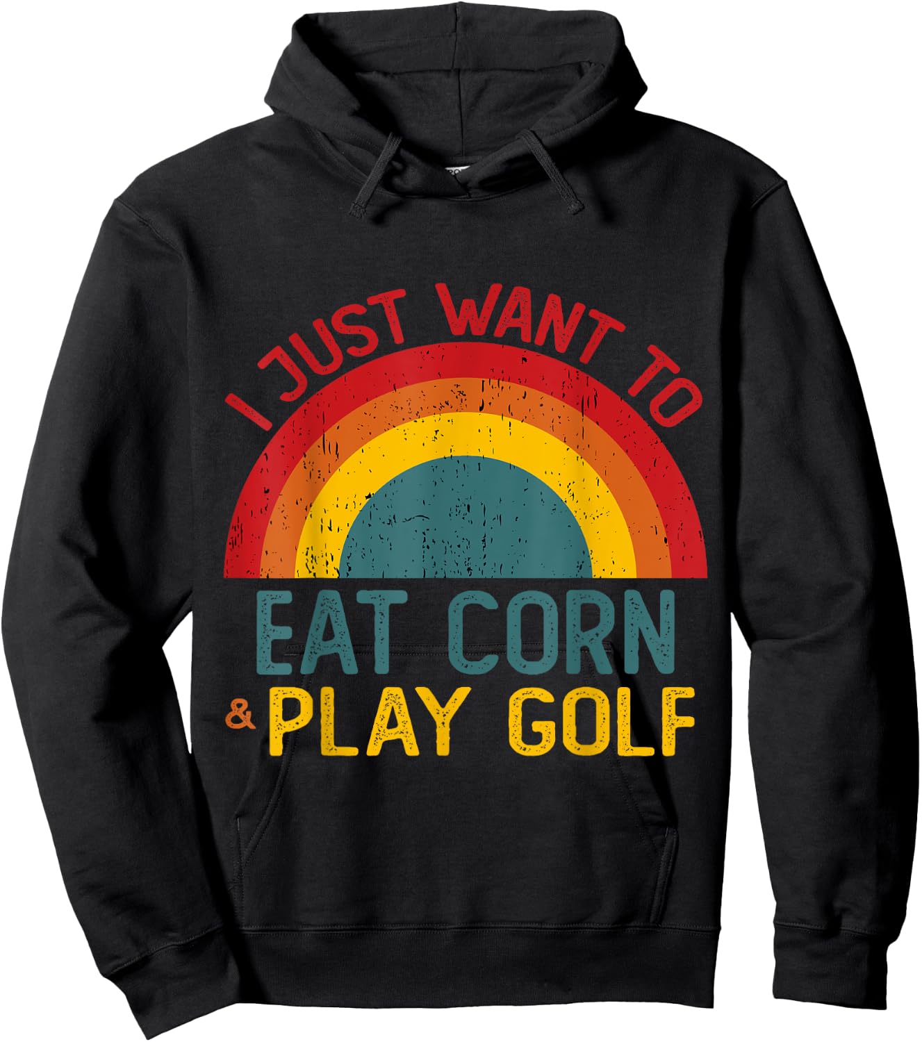 Funny I just want to eat corn and Play Golf Christmas Hoodie - Hoodie | Black