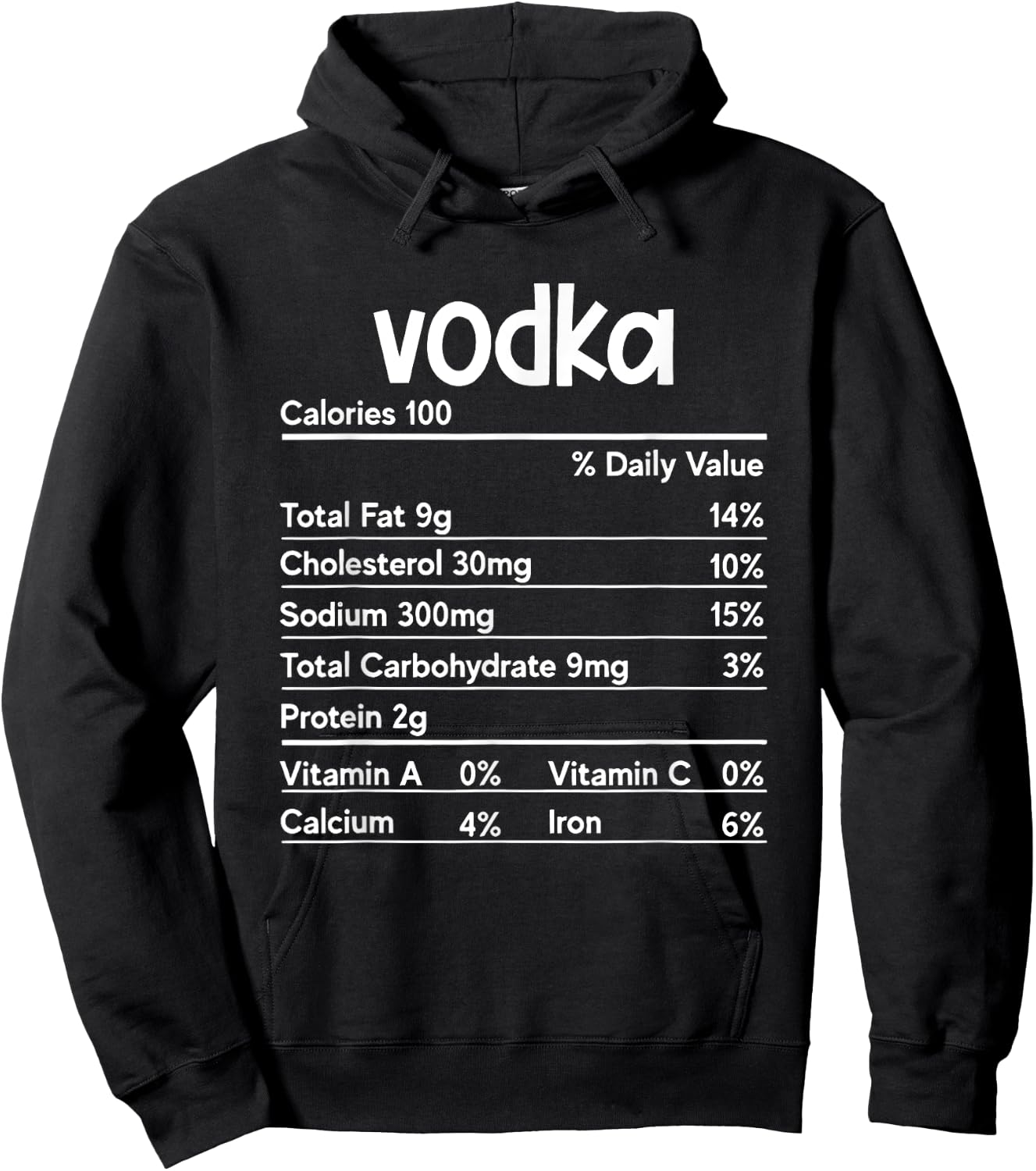 Vodka Nutrition Facts Thanksgiving Funny Drinking Costume Hoodie - Hoodie | Black