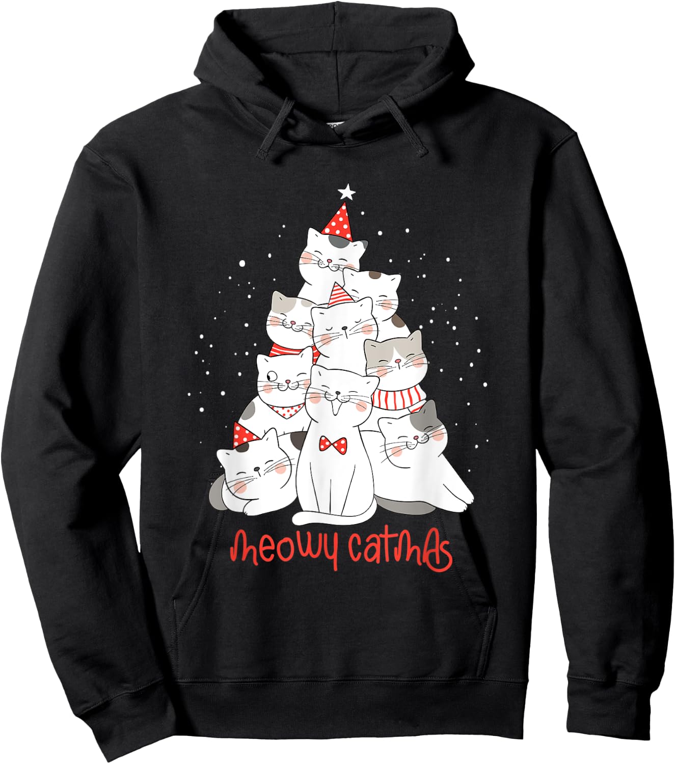 Cat Kitten meowy catmas Xmas Santa Claus Christmas Cats Hoodie - Hoodie | Black
