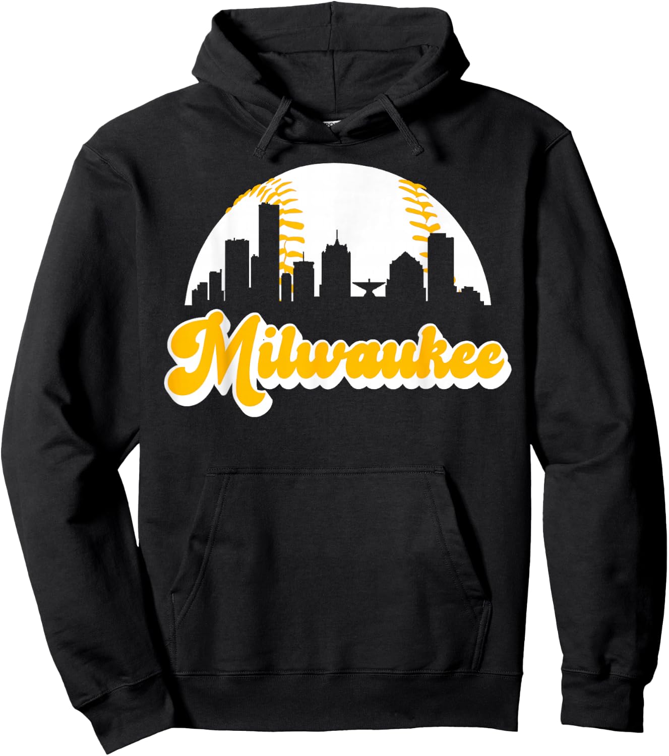 Vintage Milwaukee Wisconsin Cityscape Baseball Skyline Merch Hoodie - Hoodie | Black
