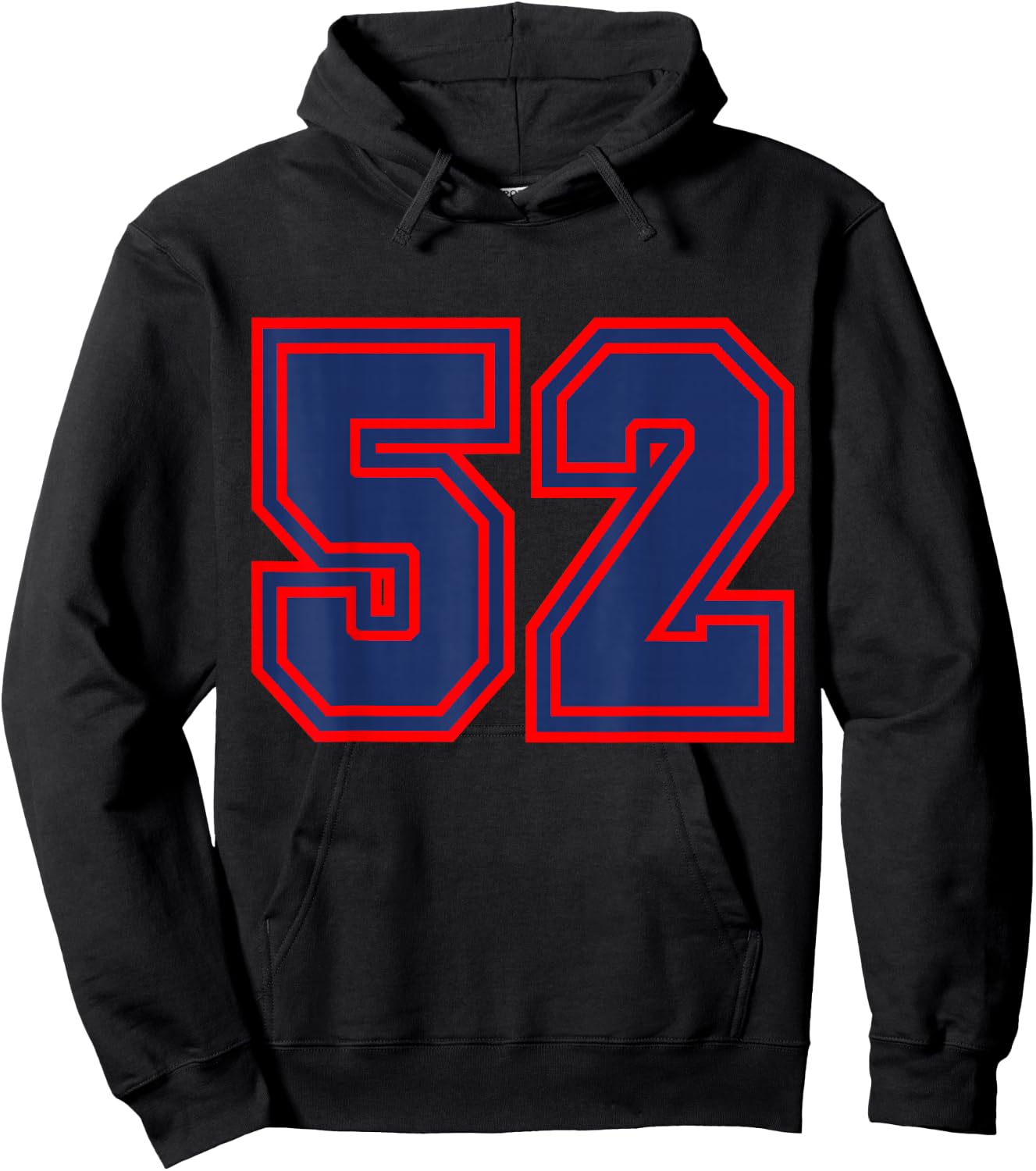 Blue Red Sport Team Number #52 Hoodie - Hoodie | Black