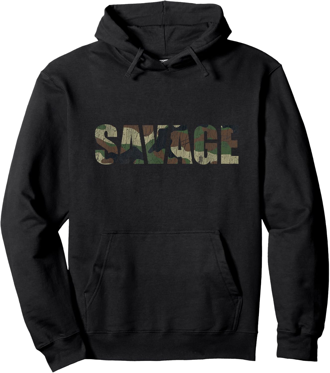 Savage Camo Distressed Novelty Parody Gifts Men Women Hoodie - Hoodie | Black