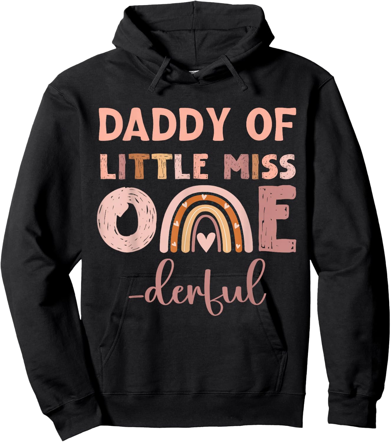 Boho Daddy of Miss Onederful 1st Birthday Girl Cute Small Hoodie - Hoodie | Black