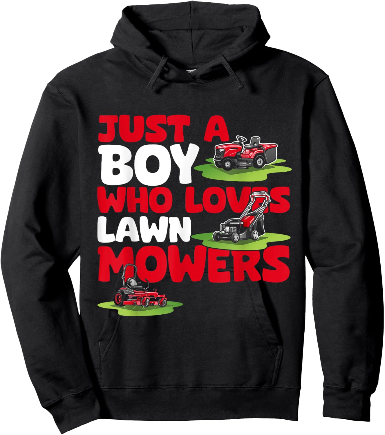 Just a Boy Who Loves Lawn Mowers Lawn Mowing Lover for Kids Hoodie - Hoodie | Black