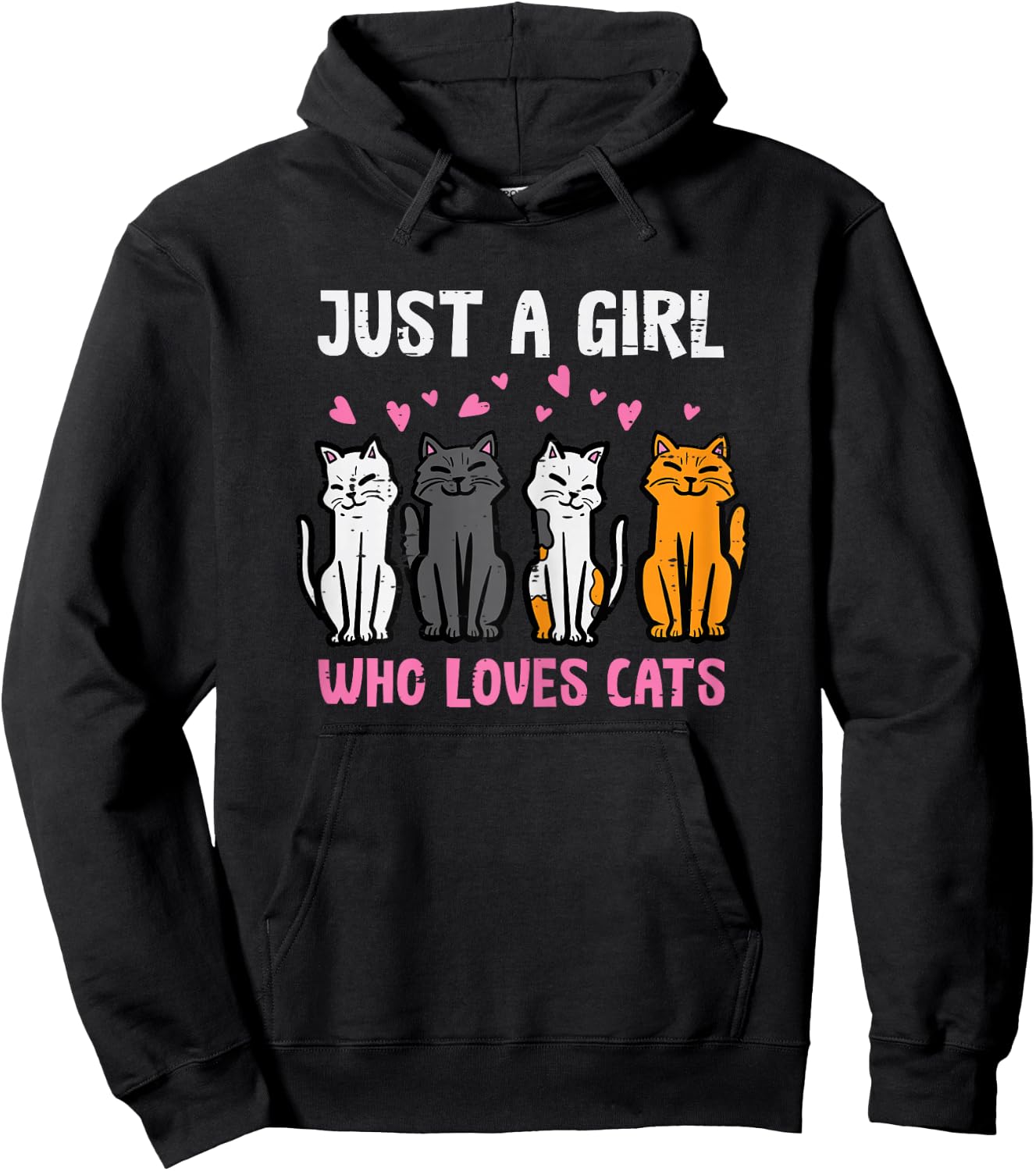 Just Girl Who Loves Cats Funny Women Girls Kids Teens Youth Hoodie - Hoodie | Black