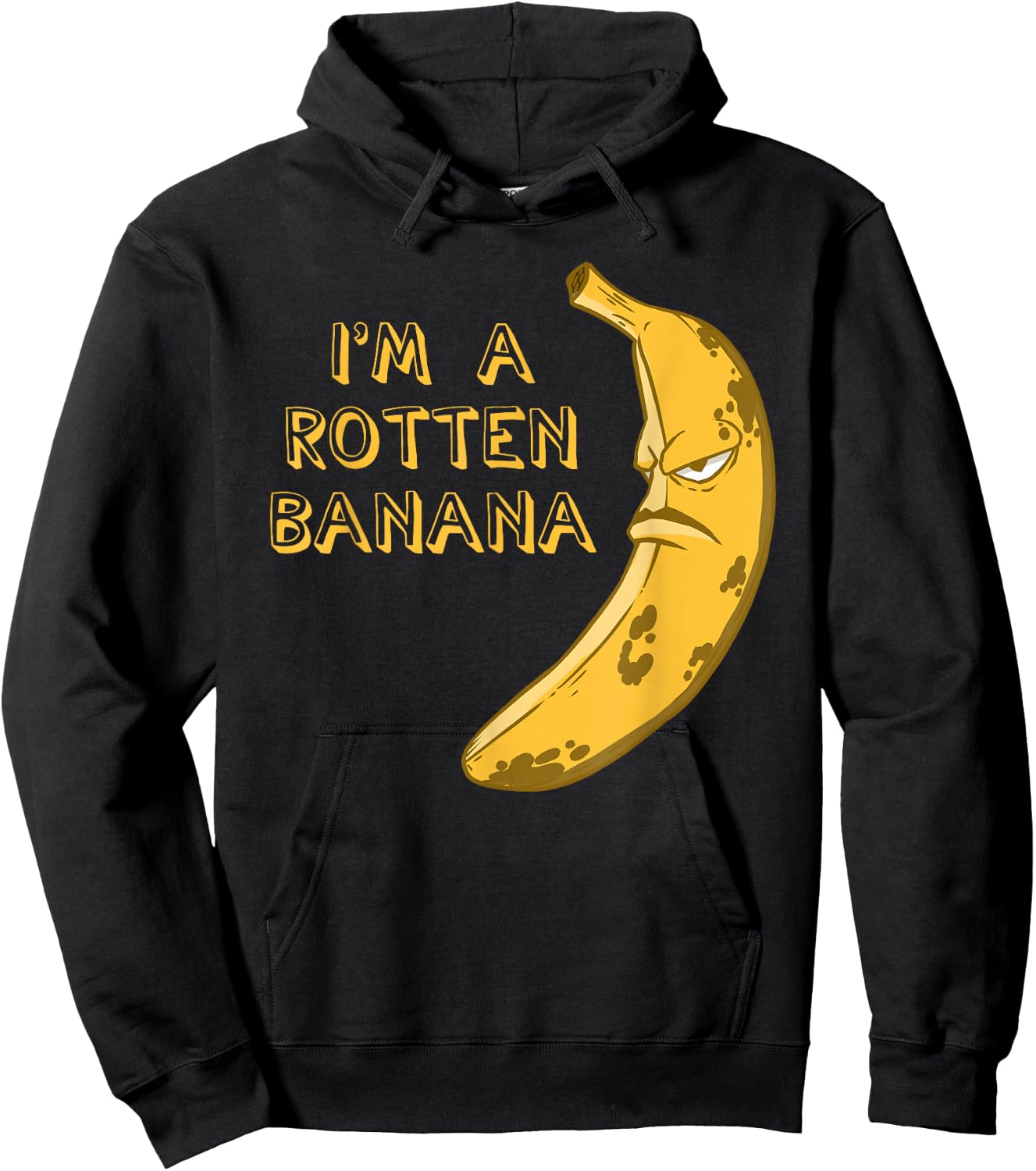 Banana Rotten Brown Frowning Face Fruit Lover Hoodie - Hoodie | Black