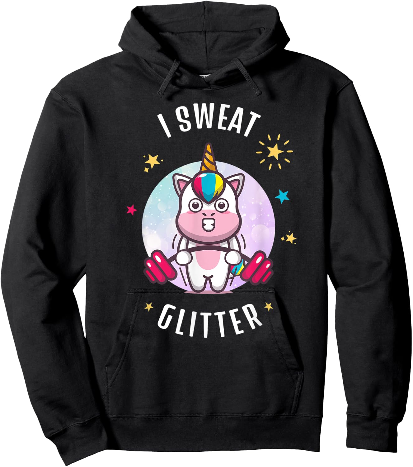 I Sweat Glitter - Funny Unicorn Sassy Fitness Workout Hoodie - Hoodie | Black