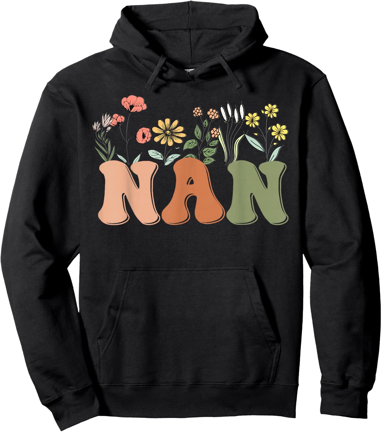 Wildflowers Nan Floral Mother's Day Nan Hoodie - Hoodie | Black