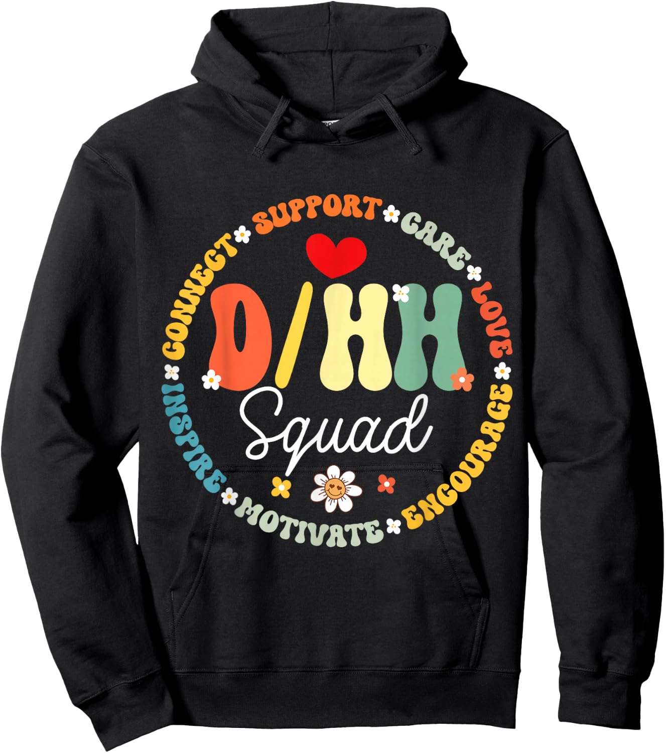 D/HH Squad Teacher Teachers Groovy ASL Interpreter Hoodie - Hoodie | Black