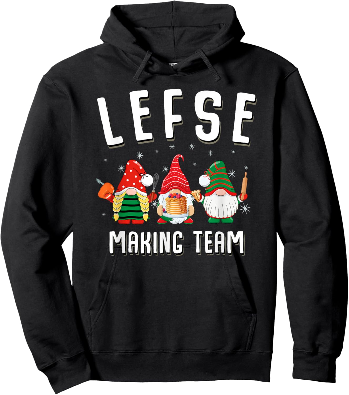 Lefse Making Team Christmas Baking Gnomes Hoodie - Hoodie | Black