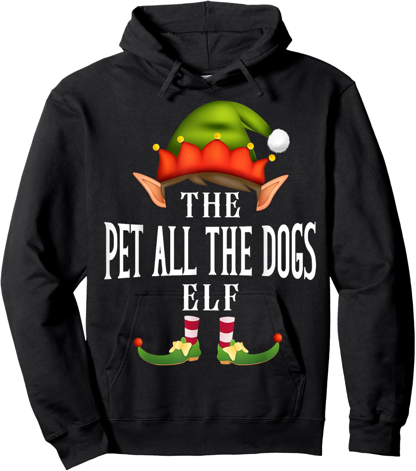 Pet all the dogs Elf Group Funny Christmas Pajama Party Hoodie - Hoodie | Black