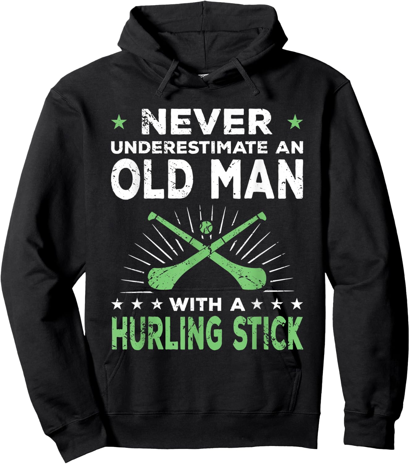 Hurling Player Funny Saying Old Man Hoodie - Hoodie | Black