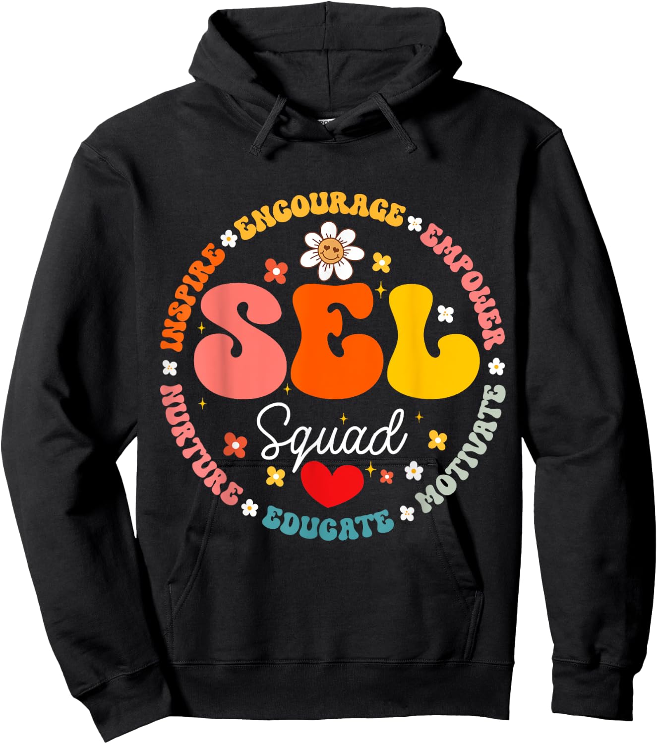 Groovy Social Emotional Learning Teacher SEL Squad Hoodie - Hoodie | Black