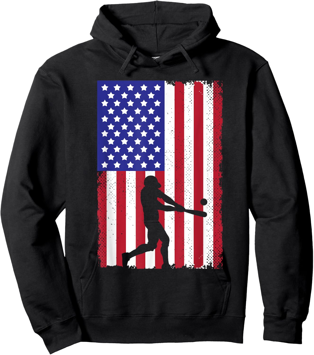 Cool Baseball Women Boys USA Player US American Flag Hoodie - Hoodie | Black