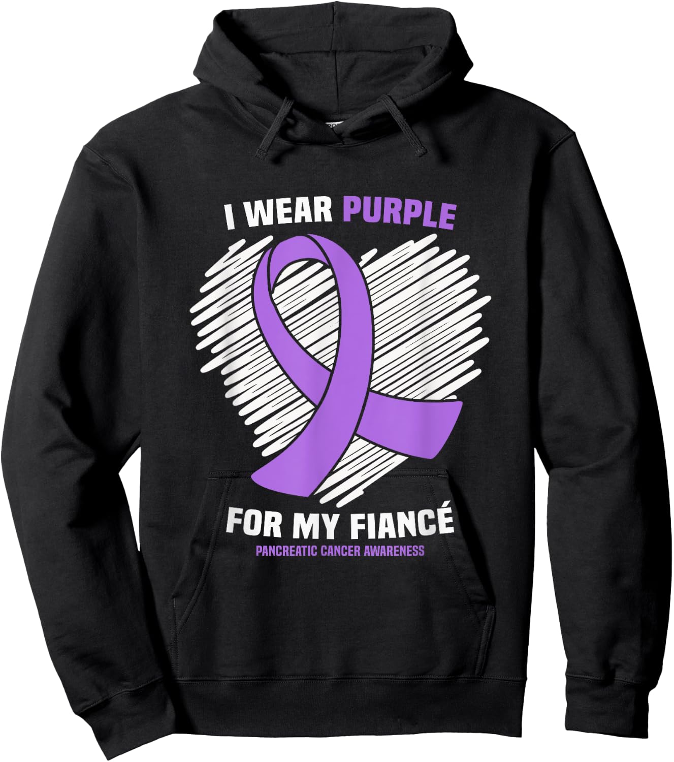I Wear Purple For My Fiance Pancreatic Cancer Awareness Hoodie - Hoodie | Black