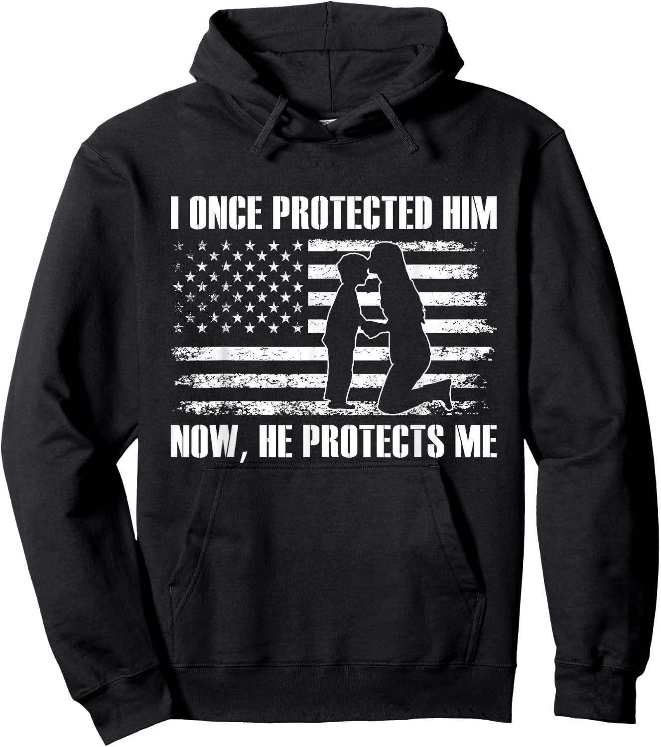 Women Mom I Once Protected Him, Now He Protects Me Hoodie - Hoodie | Black
