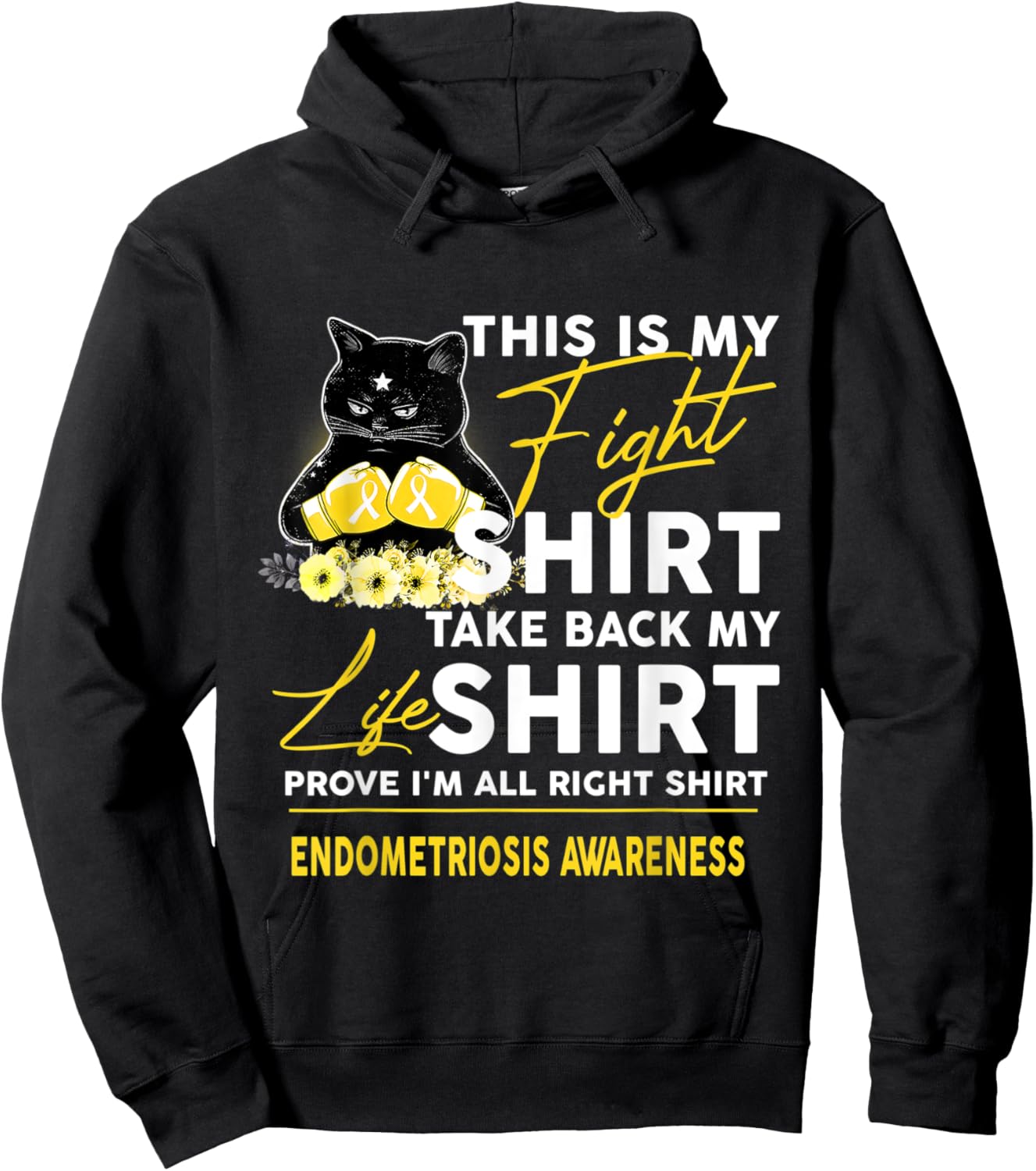 We Wear Endometriosis Awareness Funny Cat Hoodie - Hoodie | Black
