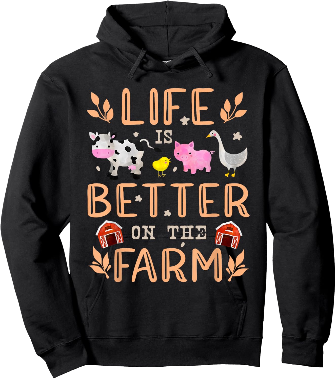 Life Is Better On The Farm Cute Animals Farmer Farming Girl Hoodie - Hoodie | Black