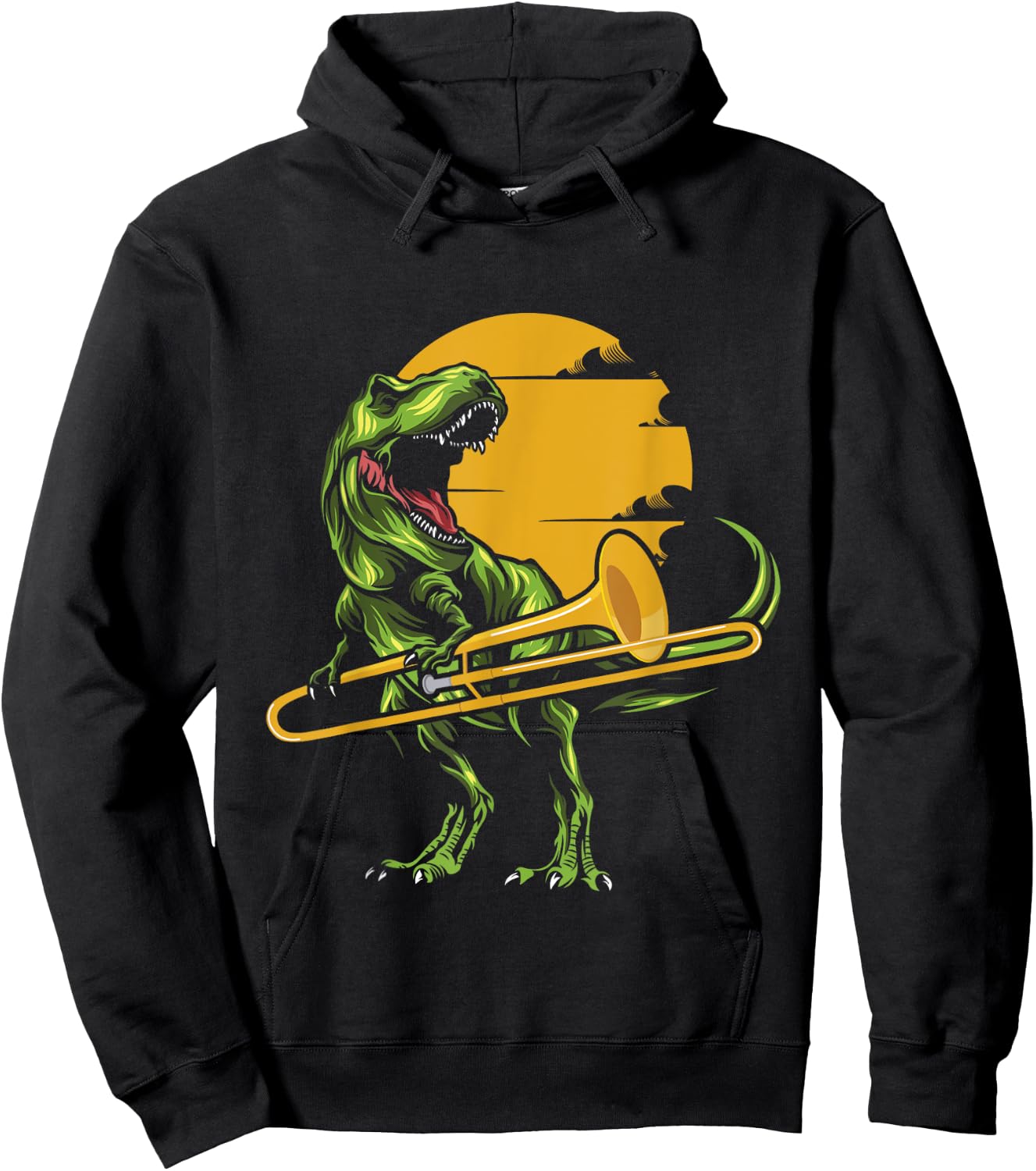 T Rex Trombone Player - Dino Trombonist Jazz Music Lover Hoodie - Hoodie | Black