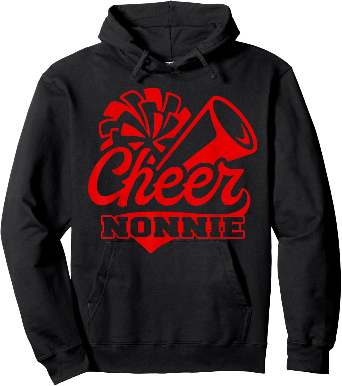 Cheer Nonnie Biggest Fan Black And Red Pom Pom Hoodie - Hoodie | Black
