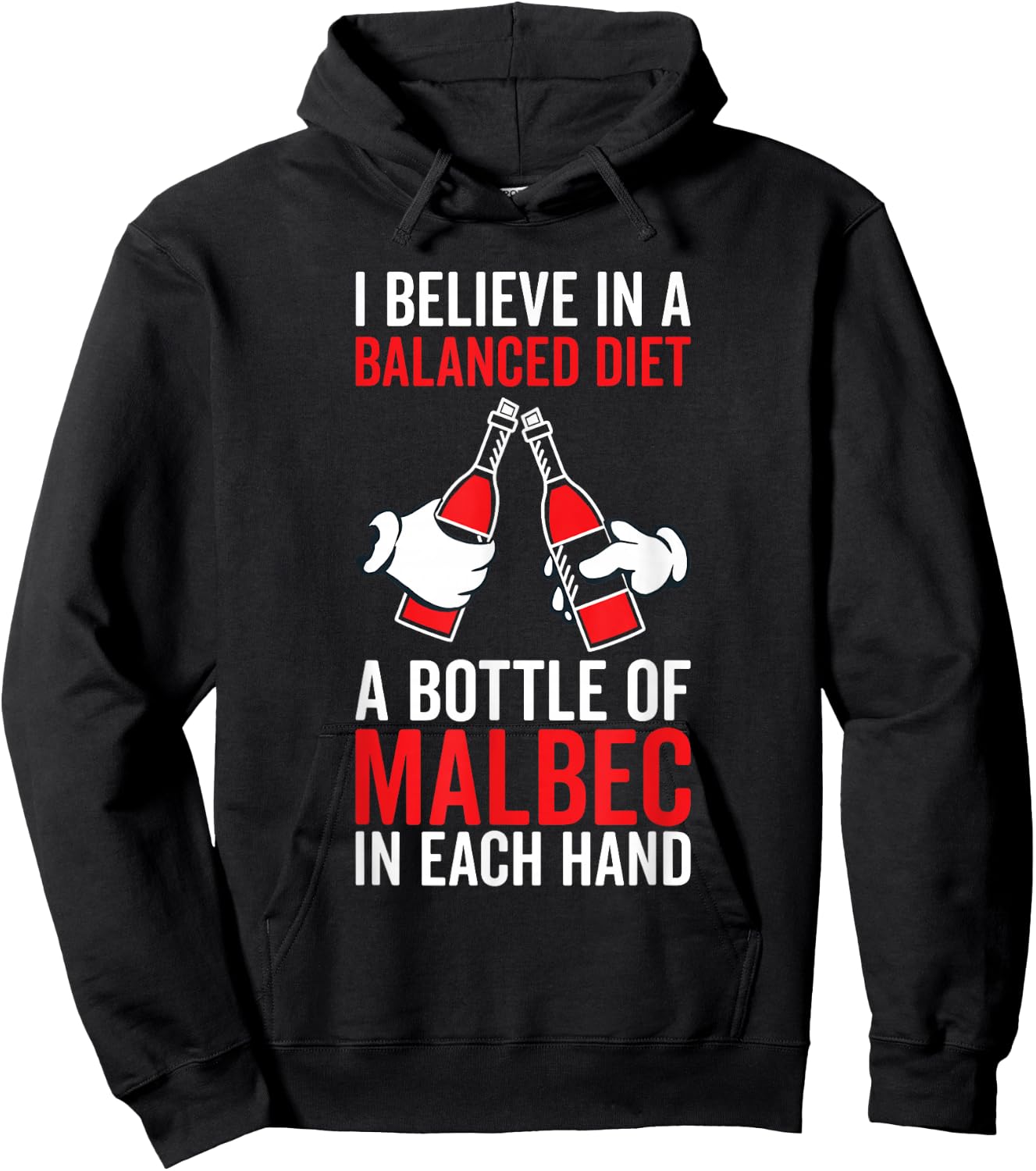 Balanced Diet Bottle Malbec Lover - Drinking Funny Wine Hoodie - Hoodie | Black