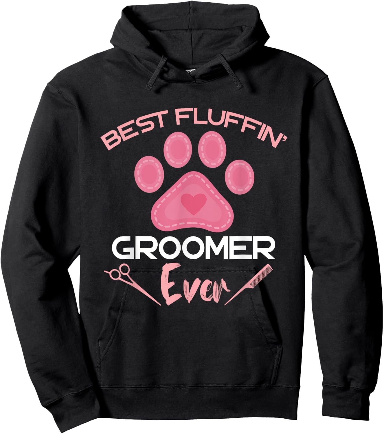 Dog Grooming Best Fluffing Groomer Ever Dog Groomer Heart Men Women Kids Hoodie - Hoodie | Black