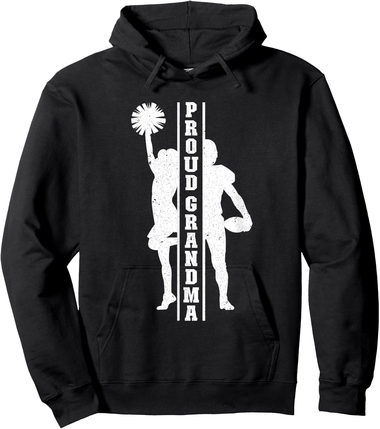 Proud Grandma Of A Football Player & Cheerleader Grandma Hoodie - Hoodie | Black