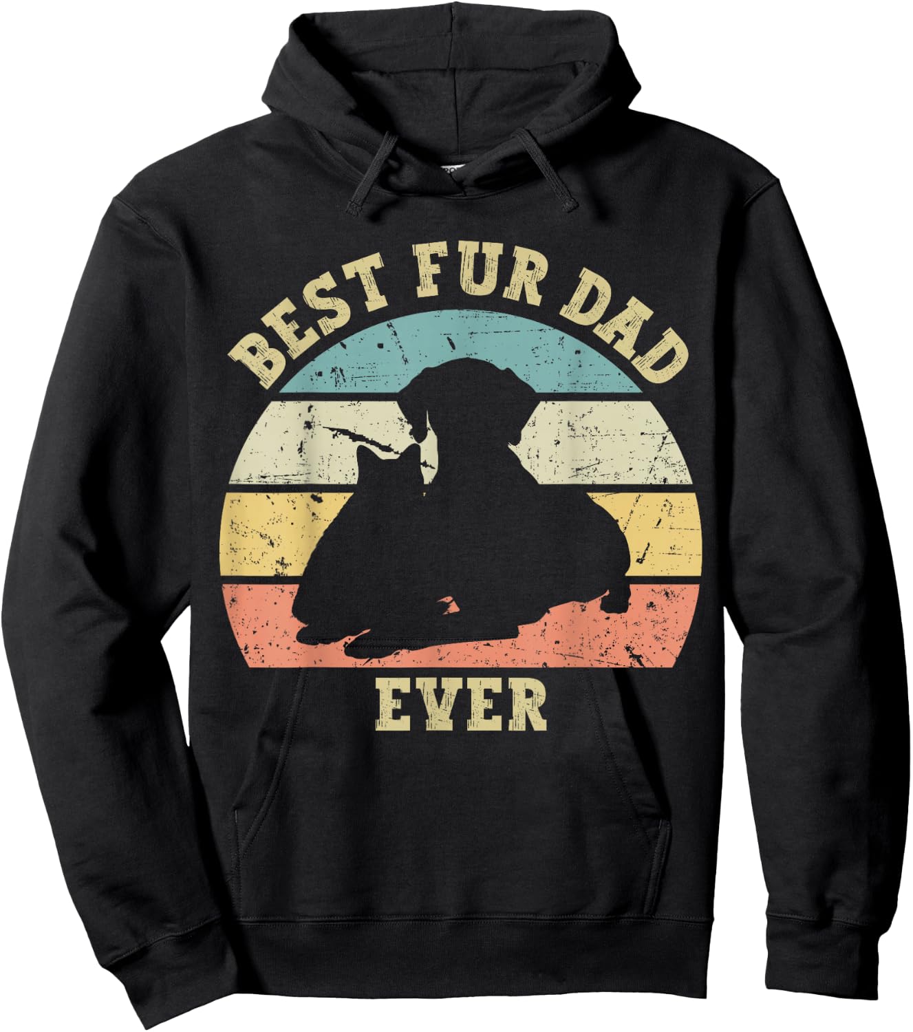 Funny Best Fur Dad Ever Vintage Retro Dog Cat Owner Hoodie - Hoodie | Black