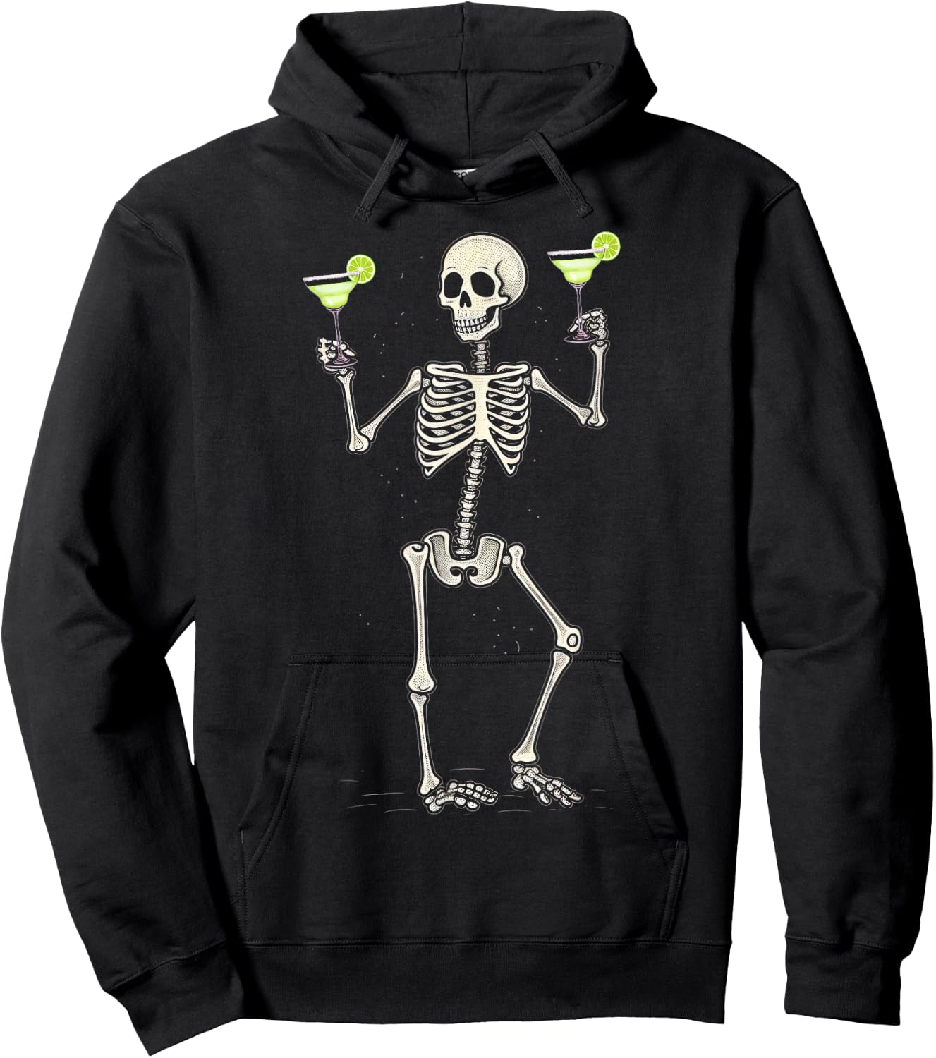 Funny Halloween Skeleton Drinking Margarita Cocktail Hoodie - Hoodie | Black