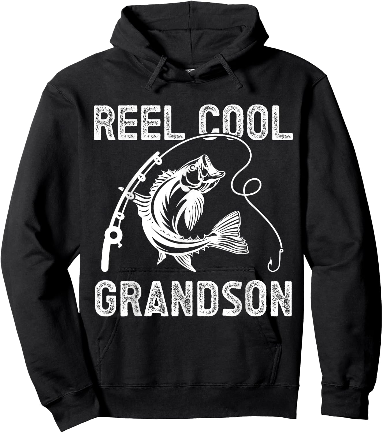 Reel Cool Grandson Fishing for Fisherman Father's Day Hoodie - Hoodie | Black